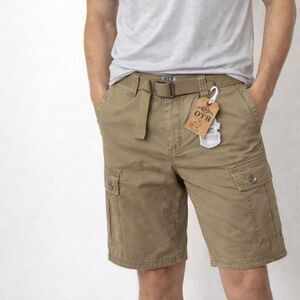 🔥OTB Men's Tan Cargo Shorts with belt Sz 36”New